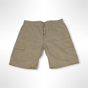 LRG Cargo Shorts Mens 36 Tan Khaki Embroidered Logo Y2K